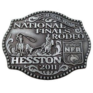 Small 2011 NFR Rodeo Belt Buckle Youth Team Roping National Finals Kid Sized
